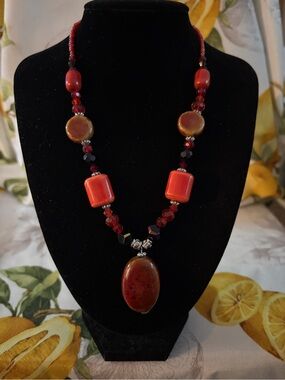 You and I Red Bead Pendant Necklace - Women's Jewelry